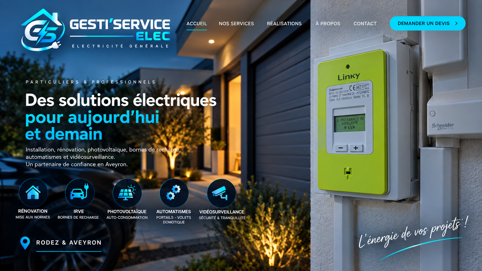 Présentation Gesti'Service Elec - électricité générale, IRVE, photovoltaïque, automatismes et vidéosurveillance